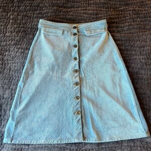 Anthropologie cord sky powder blue retro pencil/midi skirt